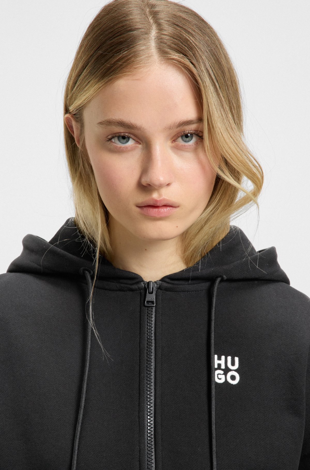 COTTON-TERRY ZIP-UP HOODIE WITH STACKED LOGO - 5