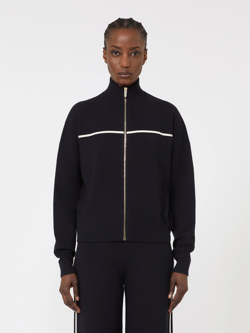 VAMPATA Stretch viscose boxy cardigan - NAVY 3