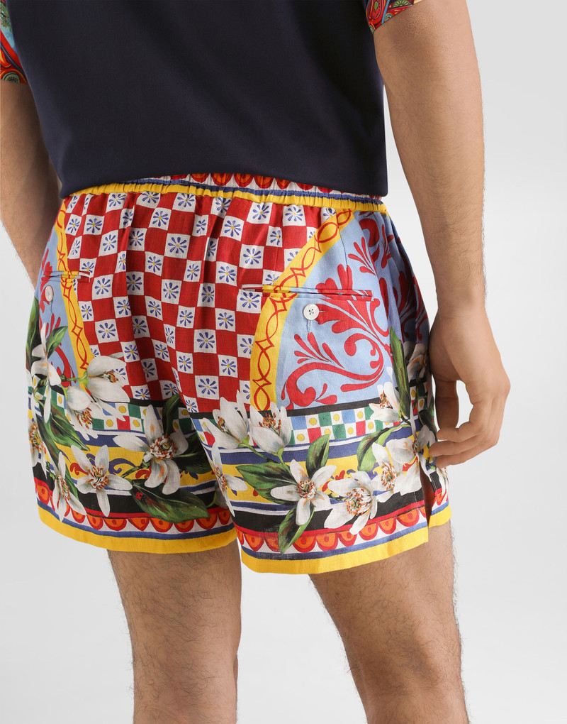 Carretto-print linen bermuda 3