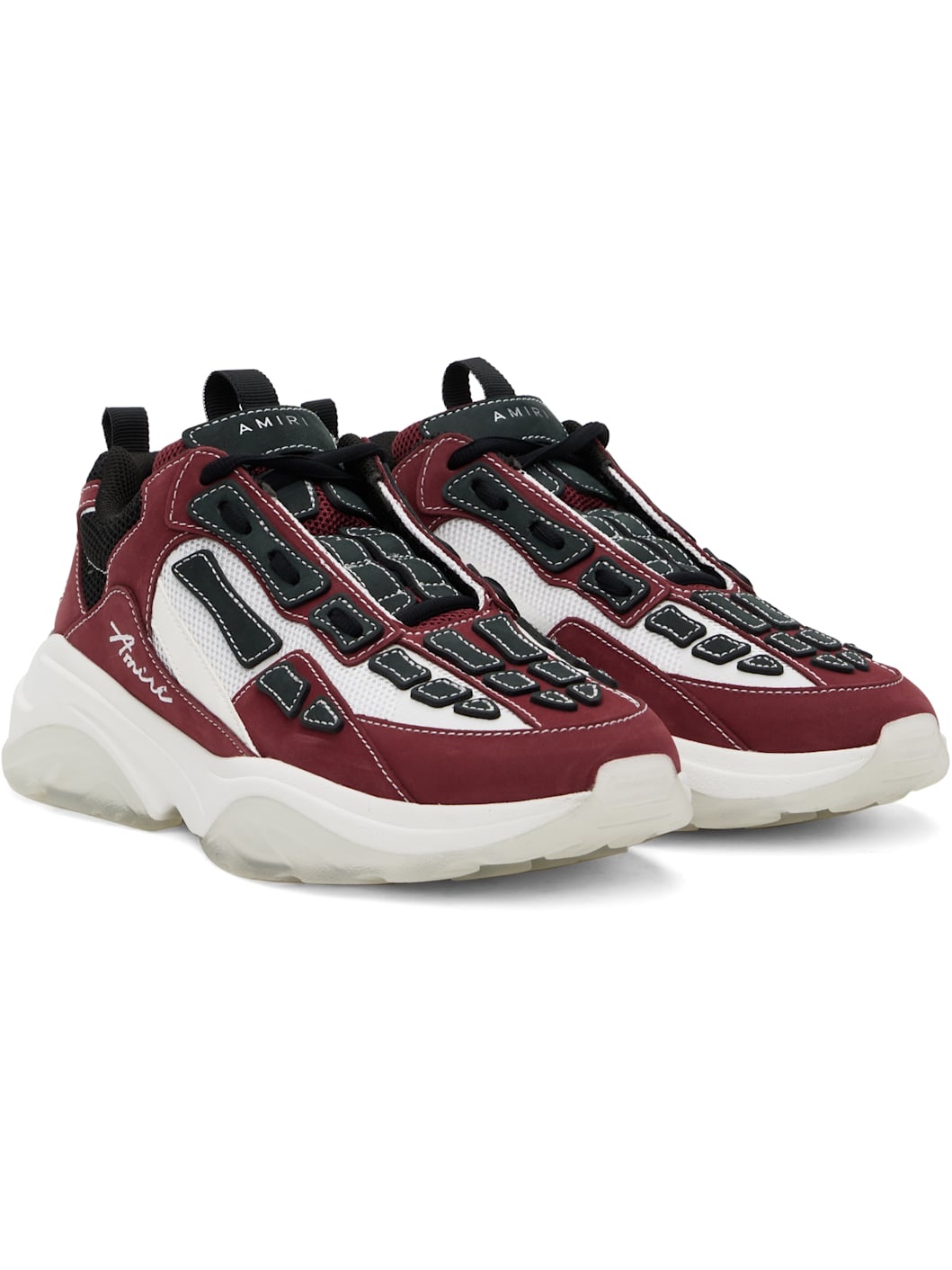 White & Burgundy Bone Runner Sneakers - 4