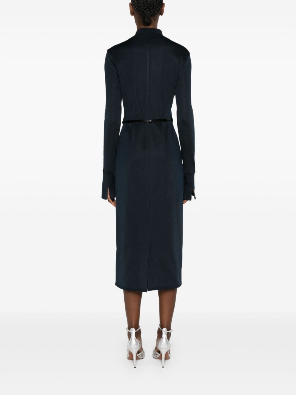 belted polo-collar midi dress - 4