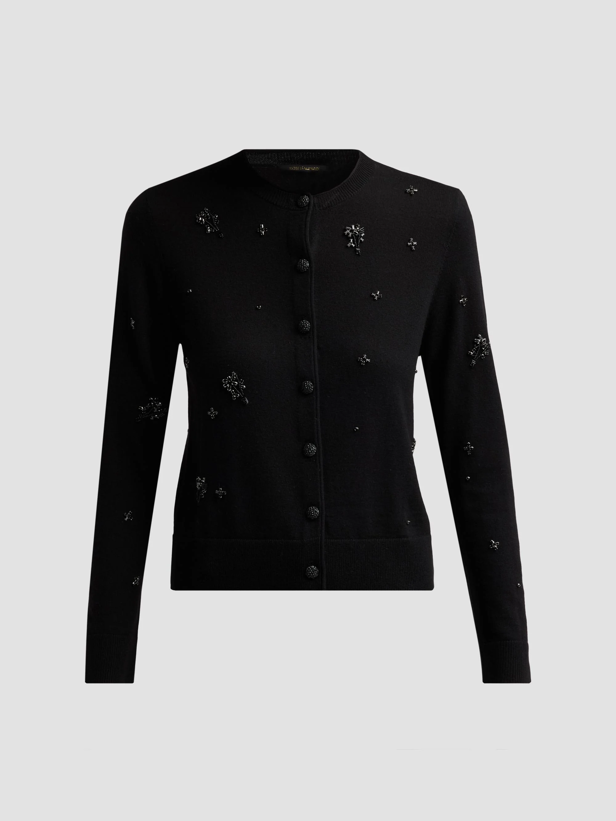 Women's Esme Embellished Merino Wool Cardigan - Black - 1