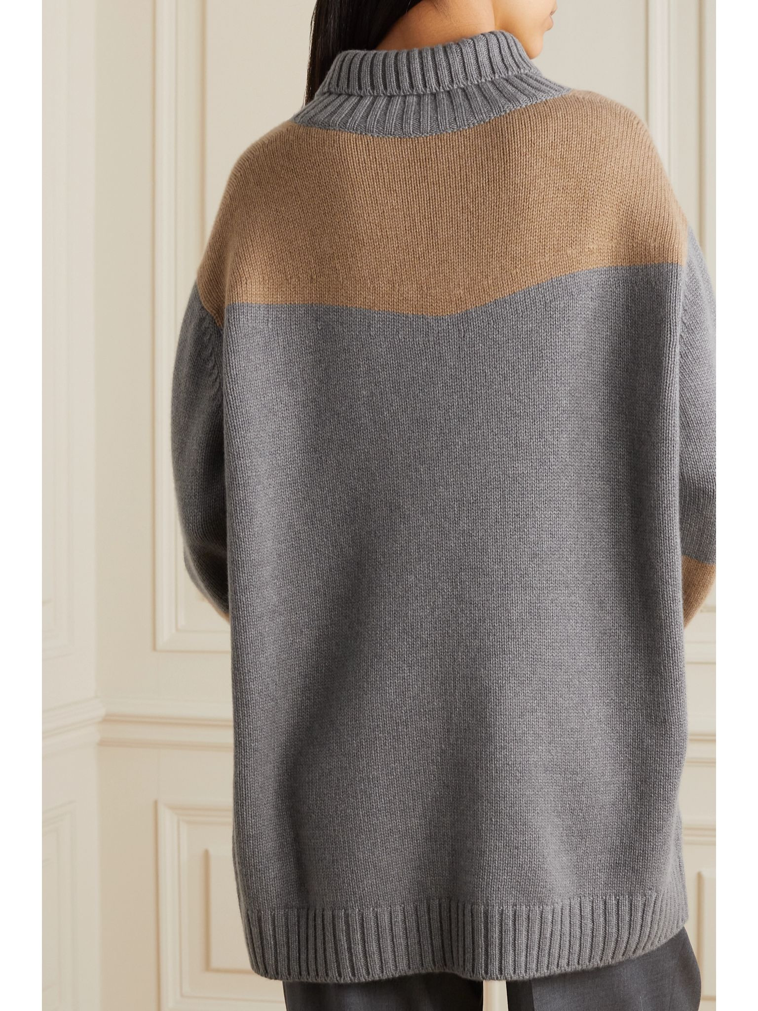Color-block cashmere turtleneck sweater Gray - 4
