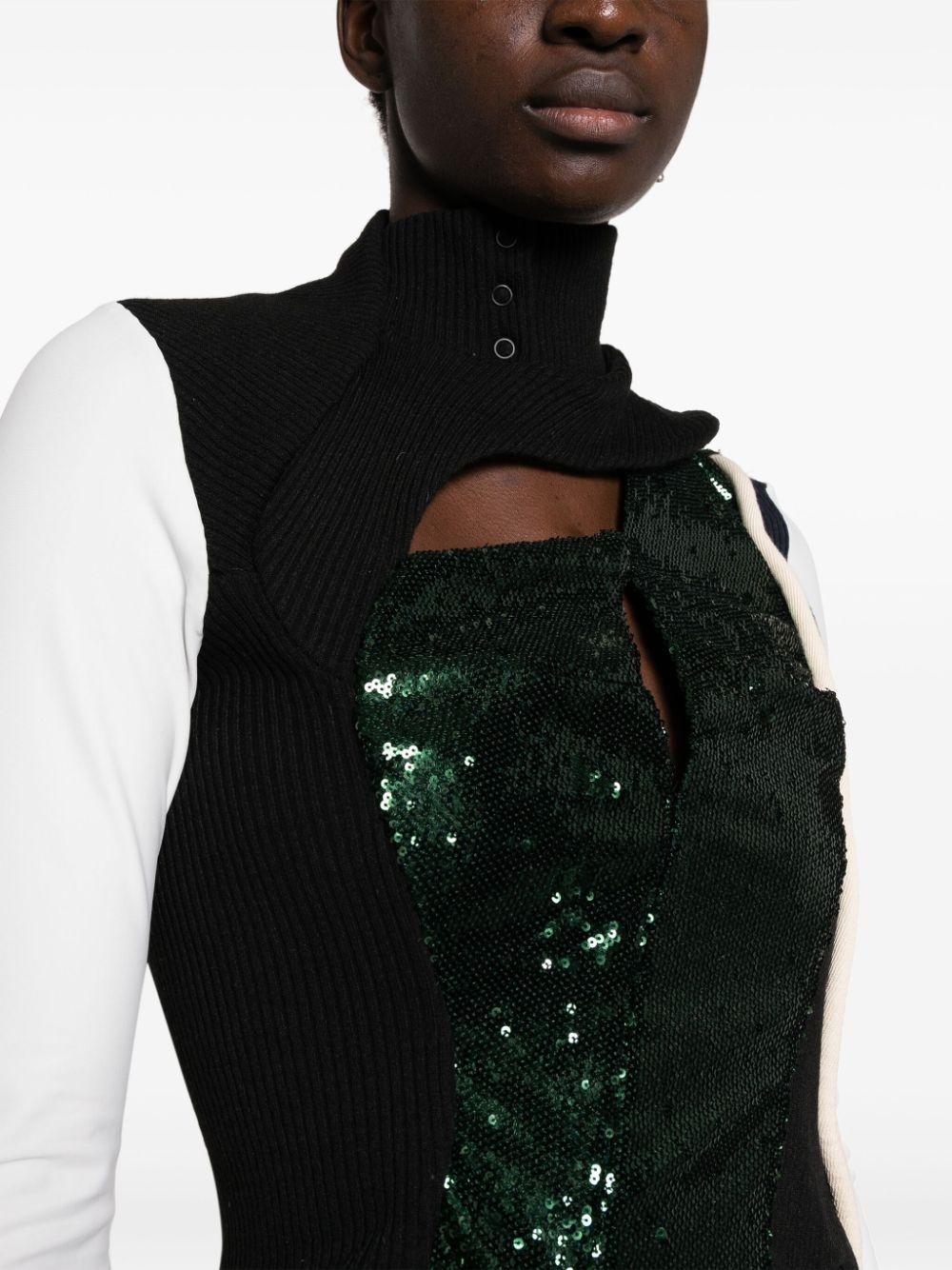 sequin-embellished panelled top - 5