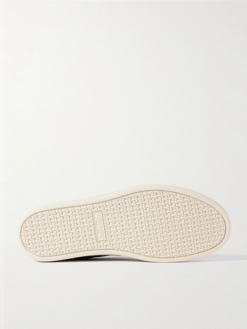 TOM FORD Warwick Perforated Full-Grain Leather Sneakers Brown outlook