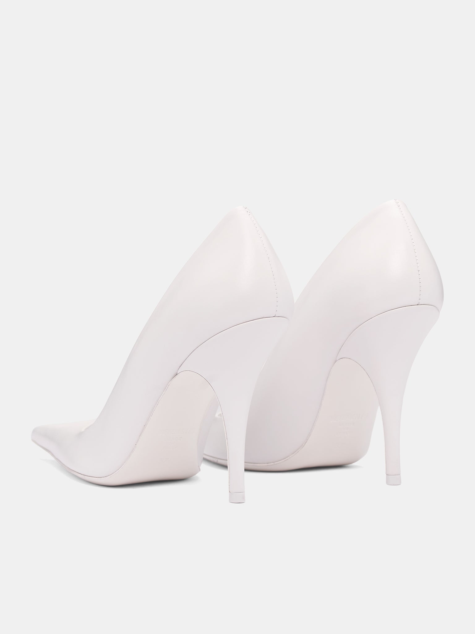 White Leather Sharp Pumps - 5
