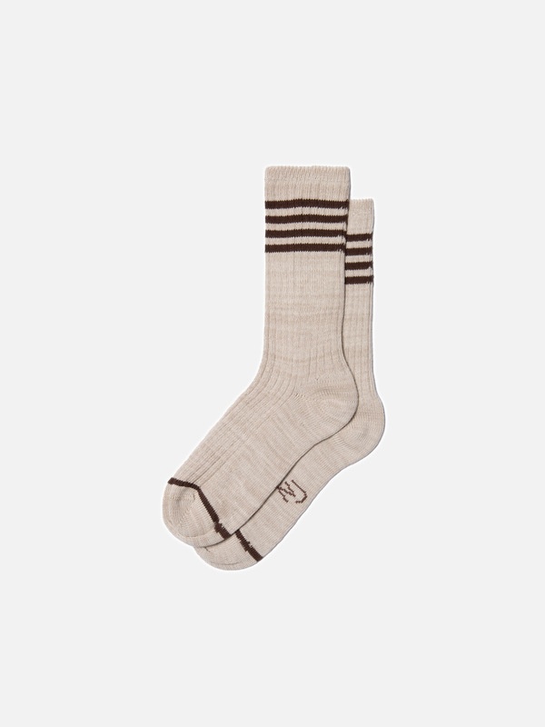Women Tennis Socks Stripe Beige - 1
