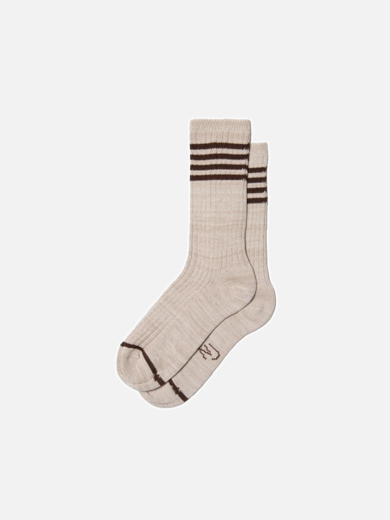 Women Tennis Socks Stripe Beige 1