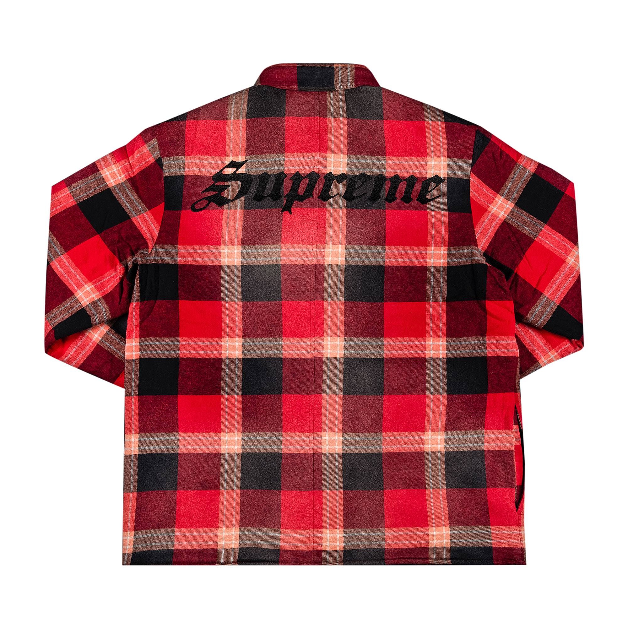 Supreme Quilted Flannel Shirt 'Red' - 2