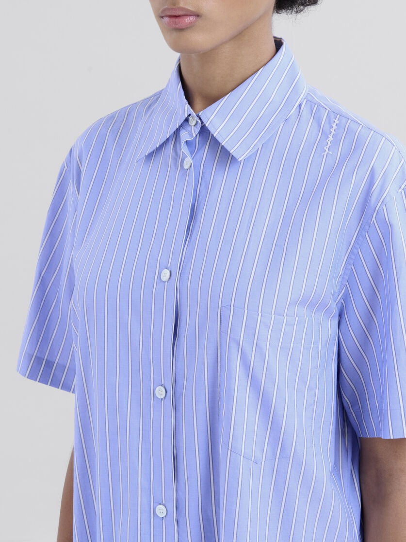 BLUE COTTON POPLIN STRIPED SHIRT DRESS - 4