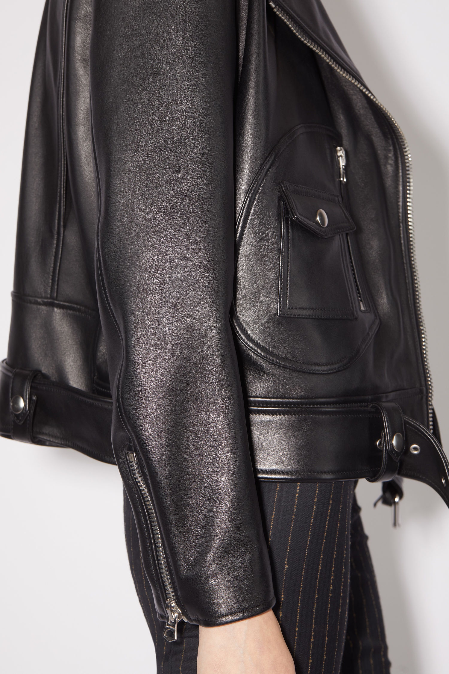 Leather biker jacket - Black - 7