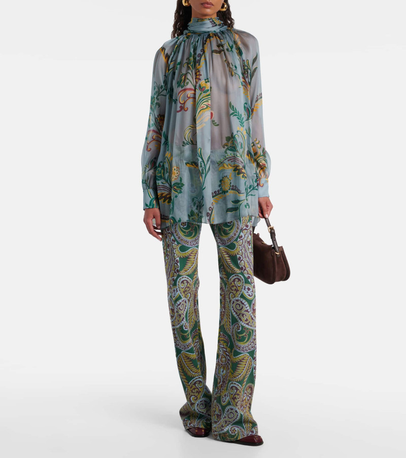 Etro Printed ruched silk top outlook