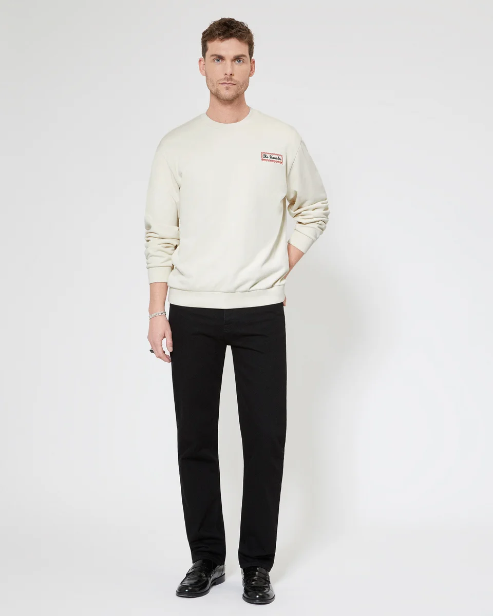 SWEATSHIRT WITH BEIGE VIA PRONY SCREEN PRINT - 1