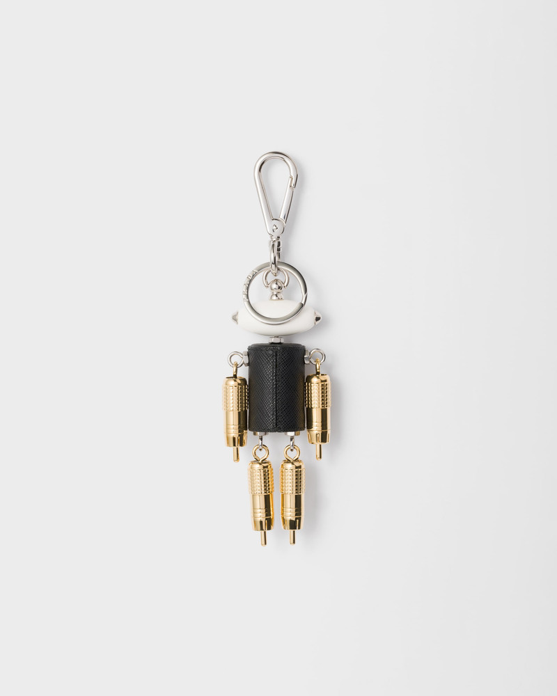 Prada Robot Saffiano leather key ring charm outlook