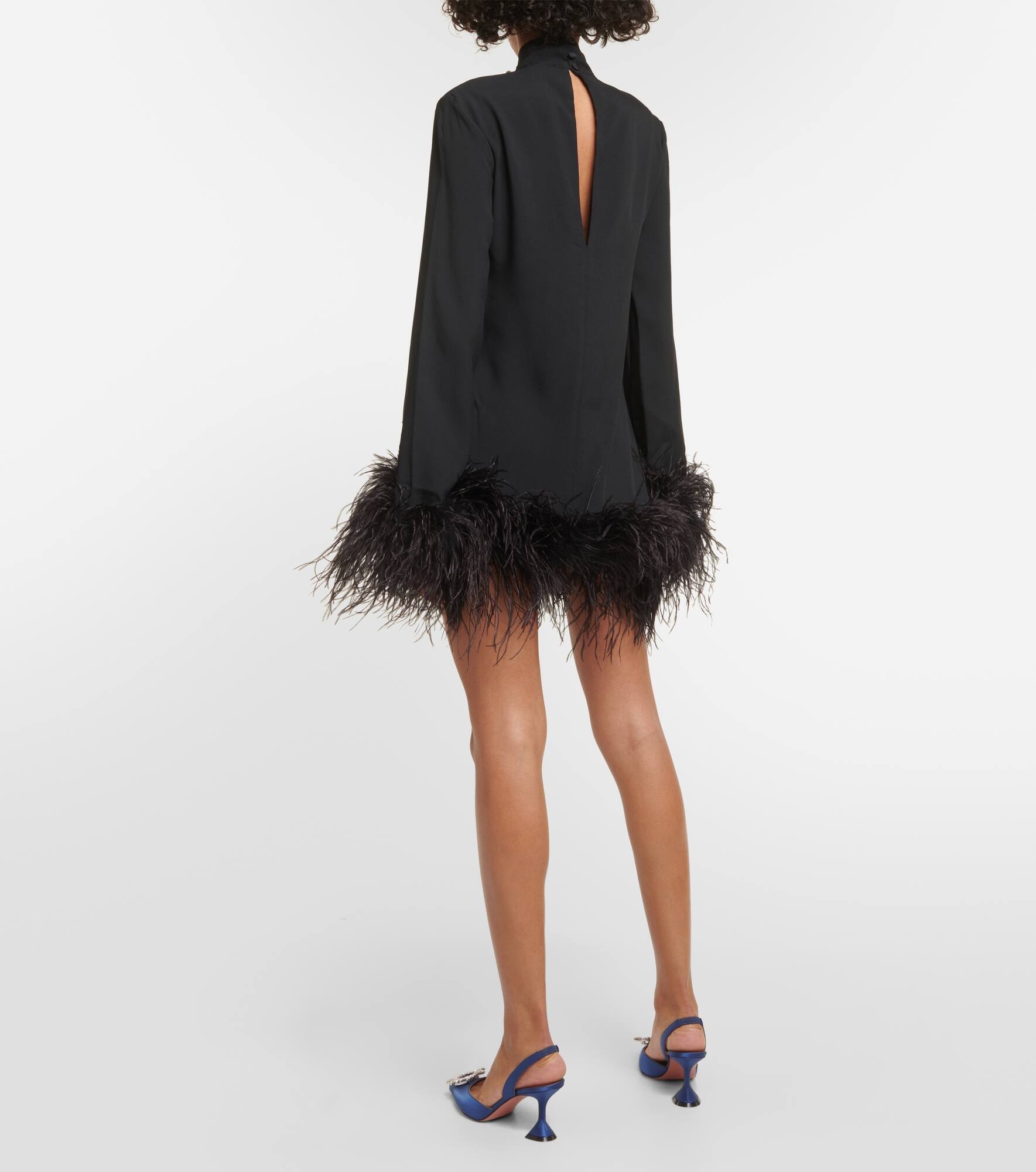 Piccolo Ubud feather-trimmed minidress - 3