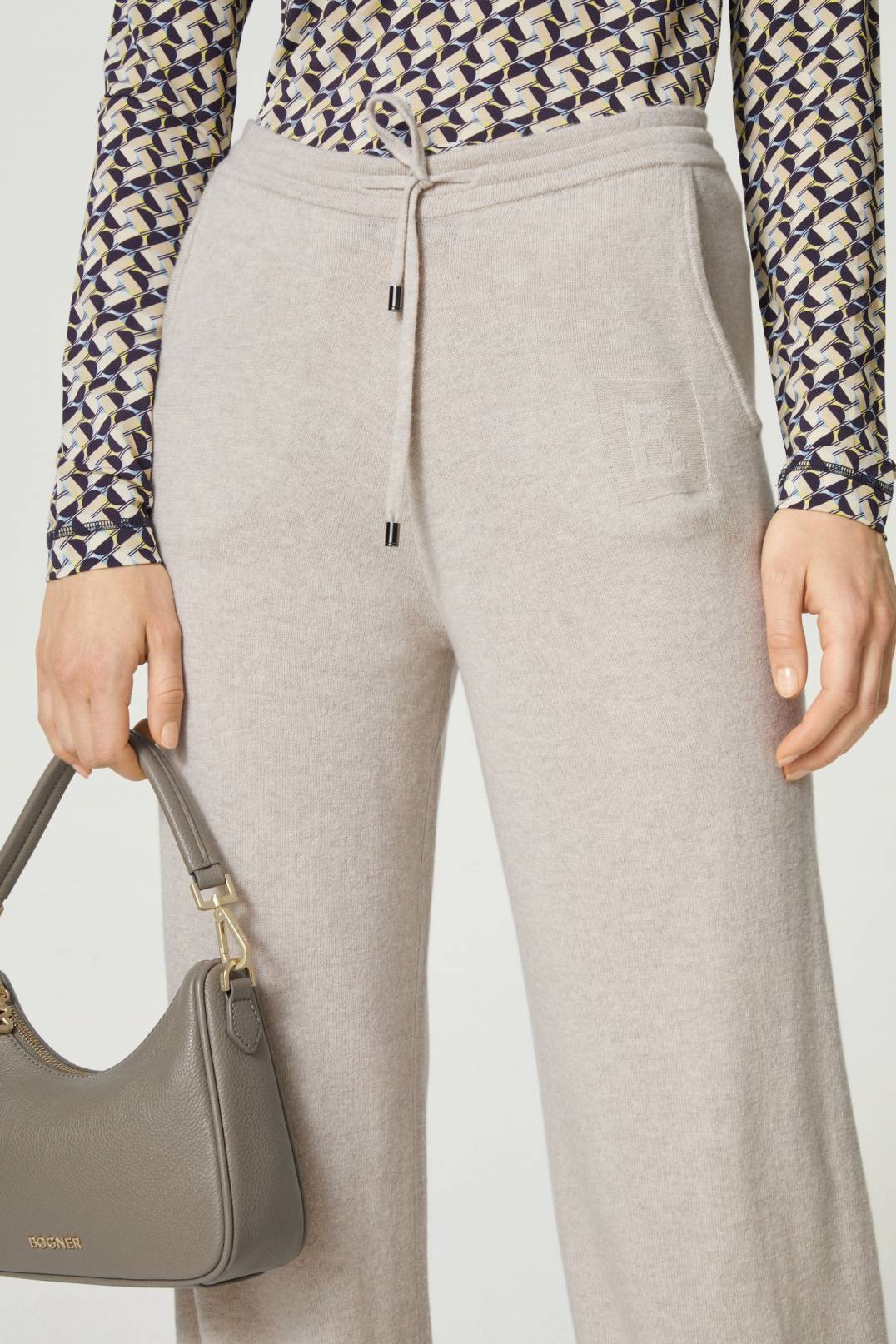 CRISTIN KNITTED PANTS IN BEIGE MELANGE - 4
