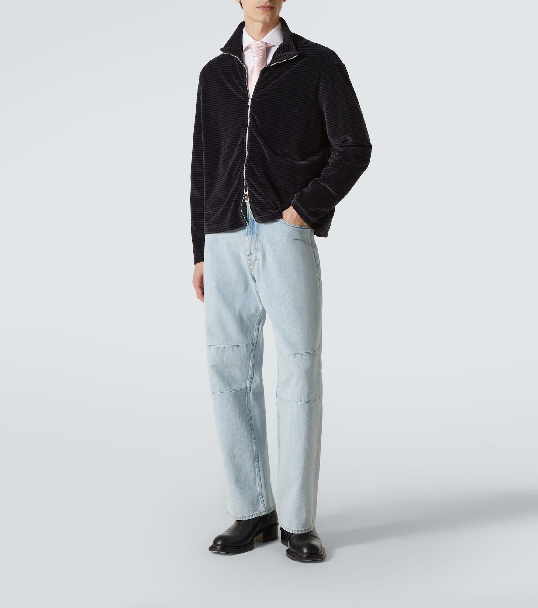 Shrunken striped cotton-blend track jacket - 2