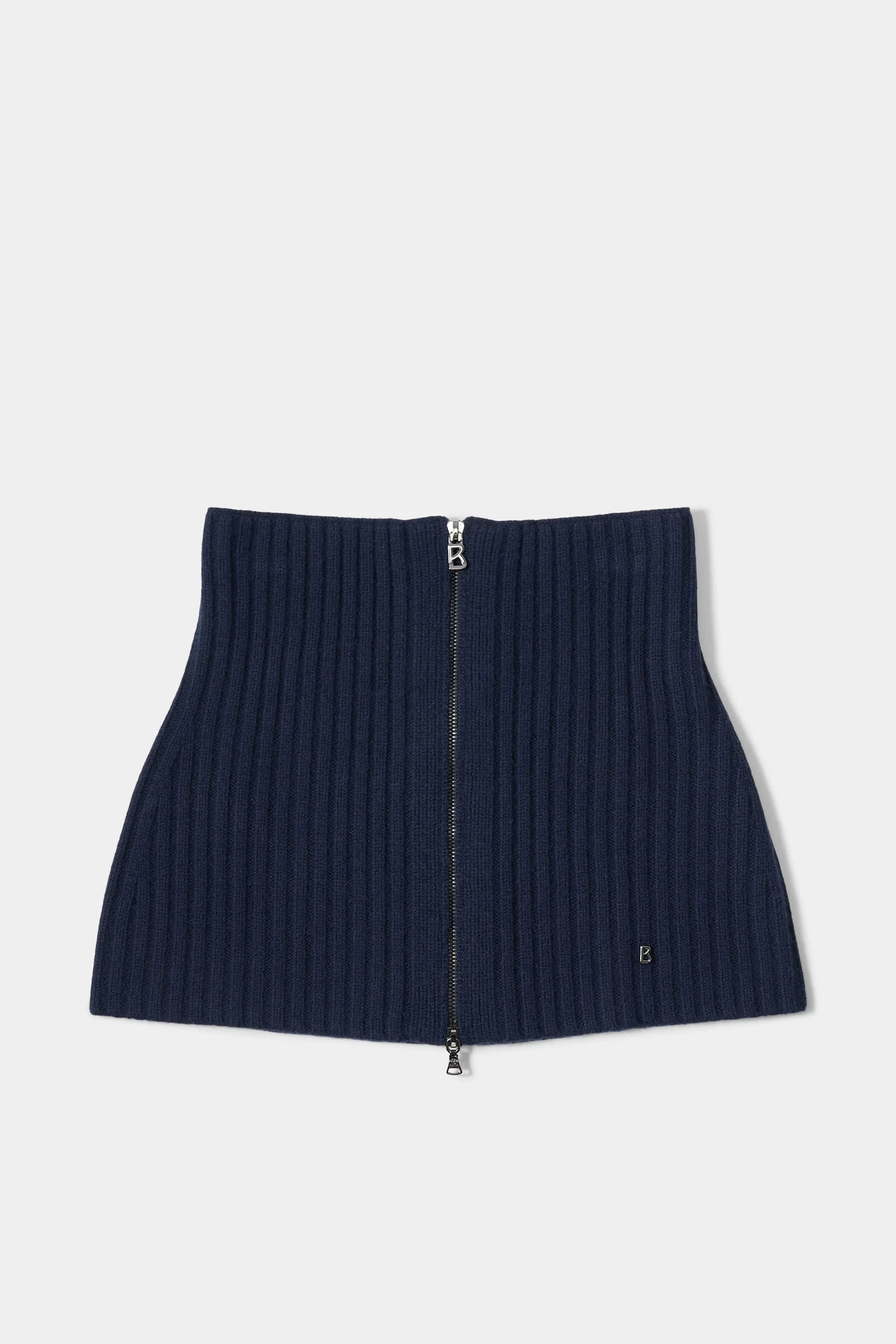 Merida Virgin Wool Ribbed Collar in Navy - 1