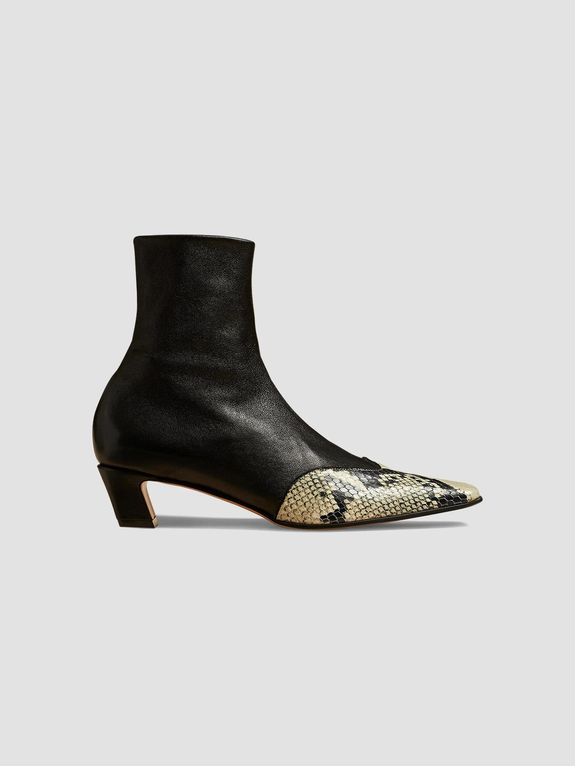 Women's Nevada 40MM Snake-Embossed Leather Ankle Boots - Black Natural - 1