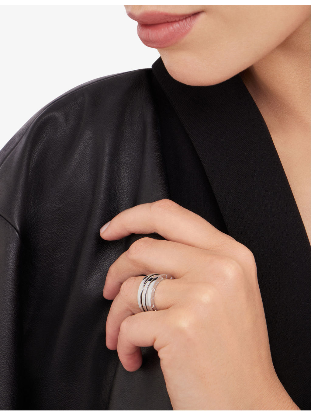 B.zero1 18ct white gold three-band ring - 2