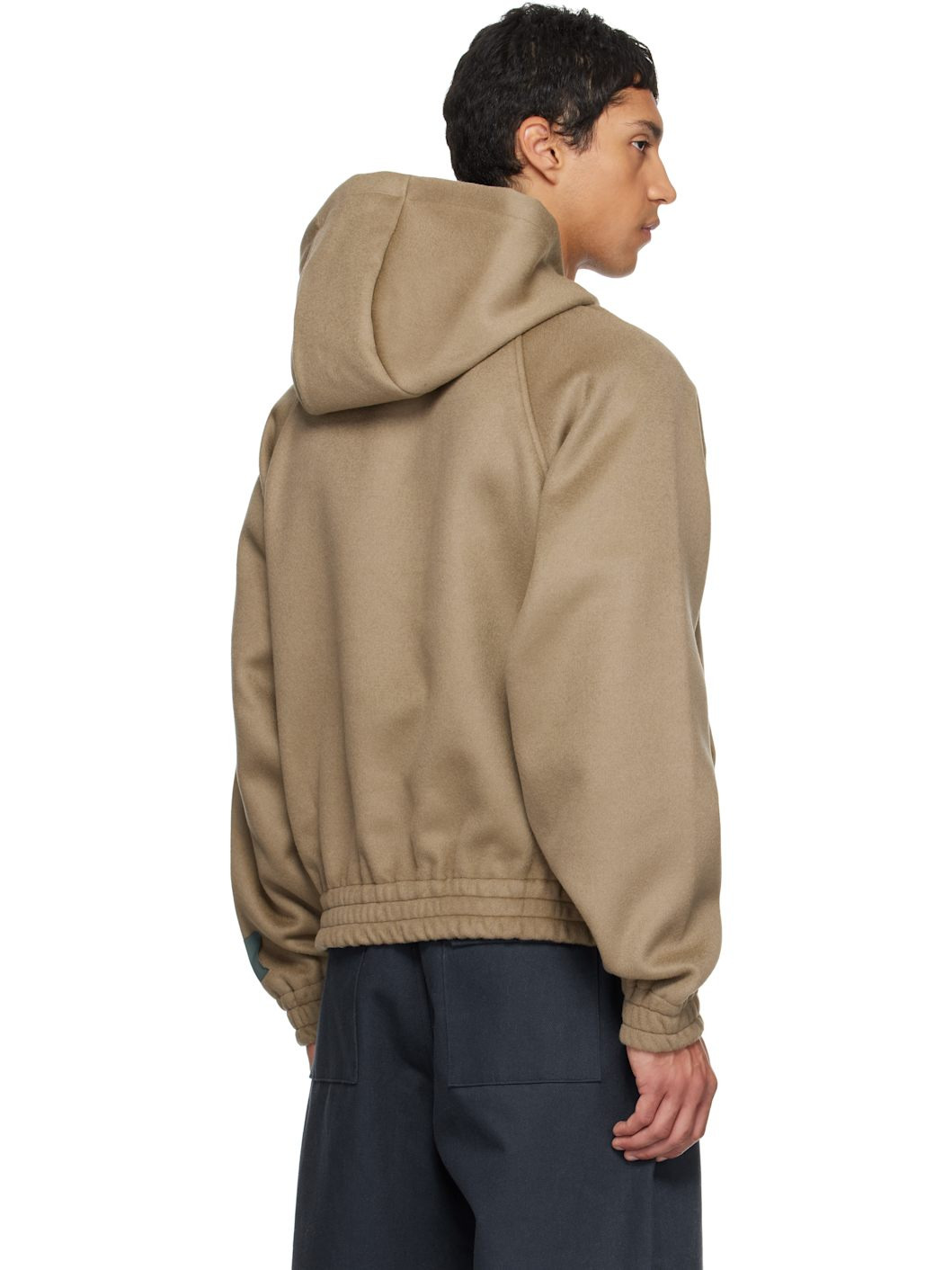 Gray Merino Wool Quarter Zip Hoodie - 3