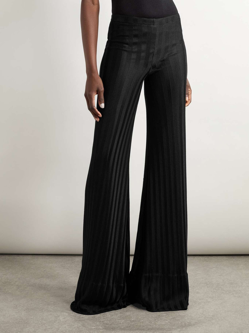 Striped herringbone jersey flared pants Black 3