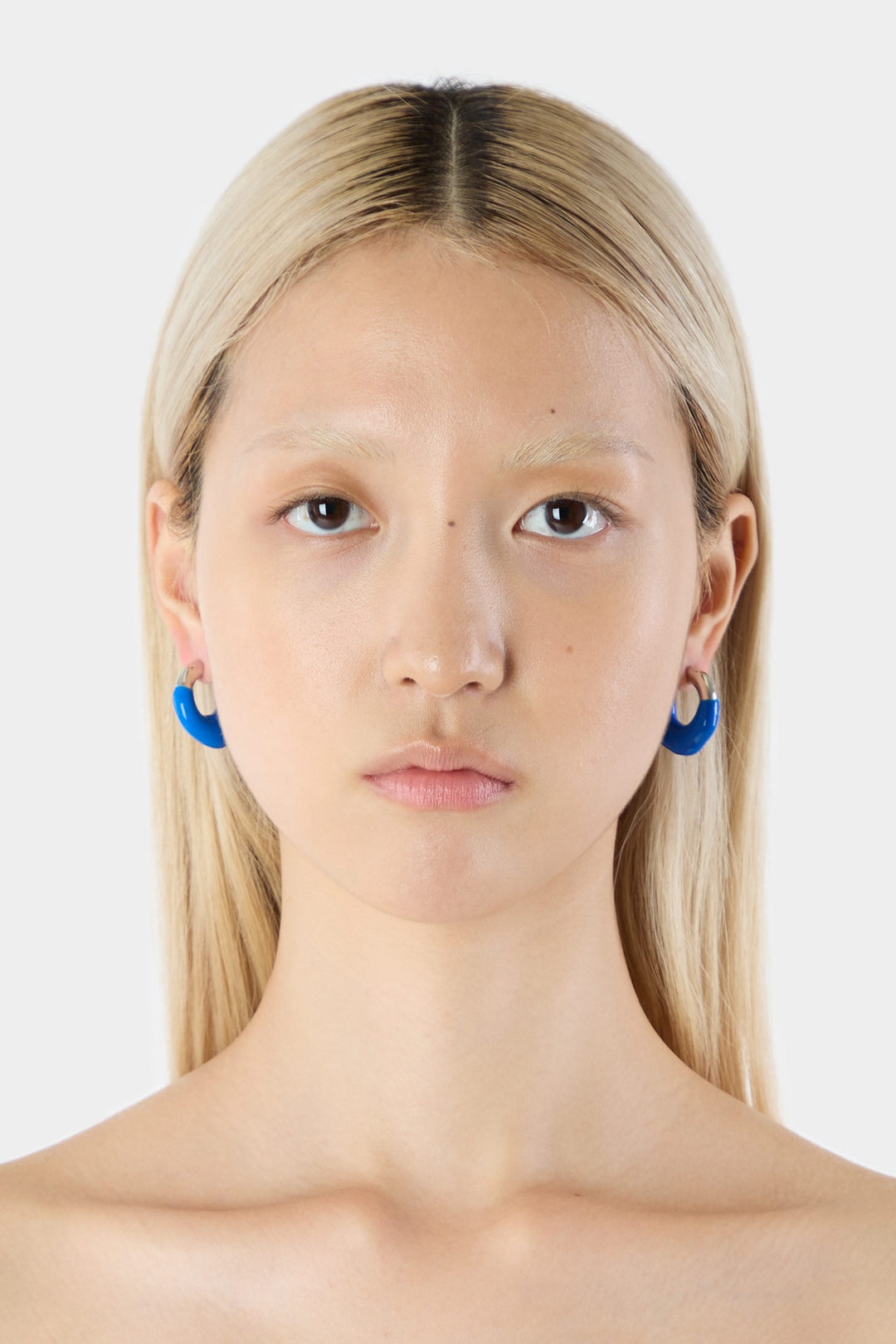 MINI RUBBERIZED EARRINGS SILVER / deep blue - 2