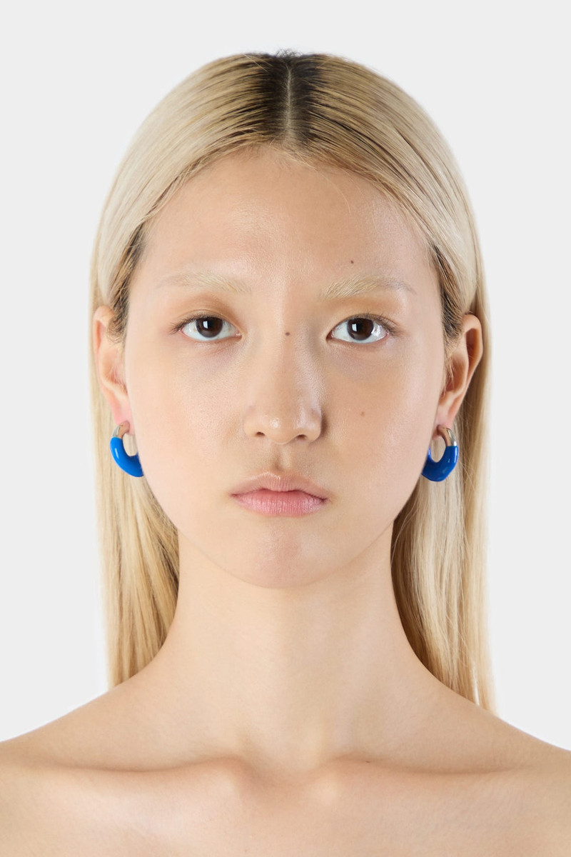 SUNNEI MINI RUBBERIZED EARRINGS SILVER / deep blue outlook
