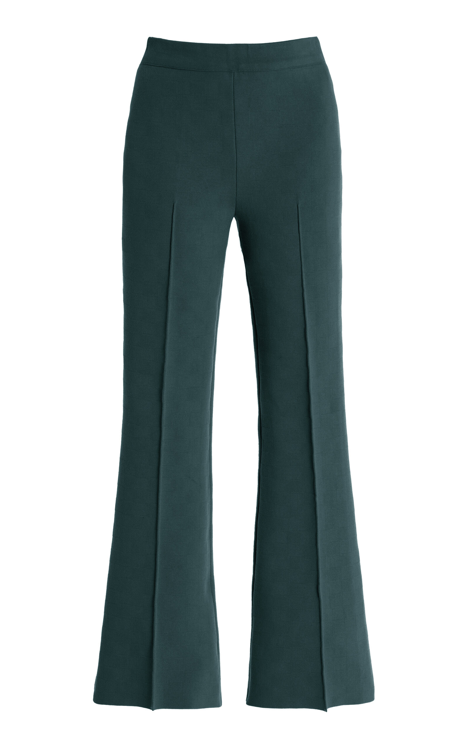 Kick Stretch-Cotton Knit Cropped Flared Pants green - 1