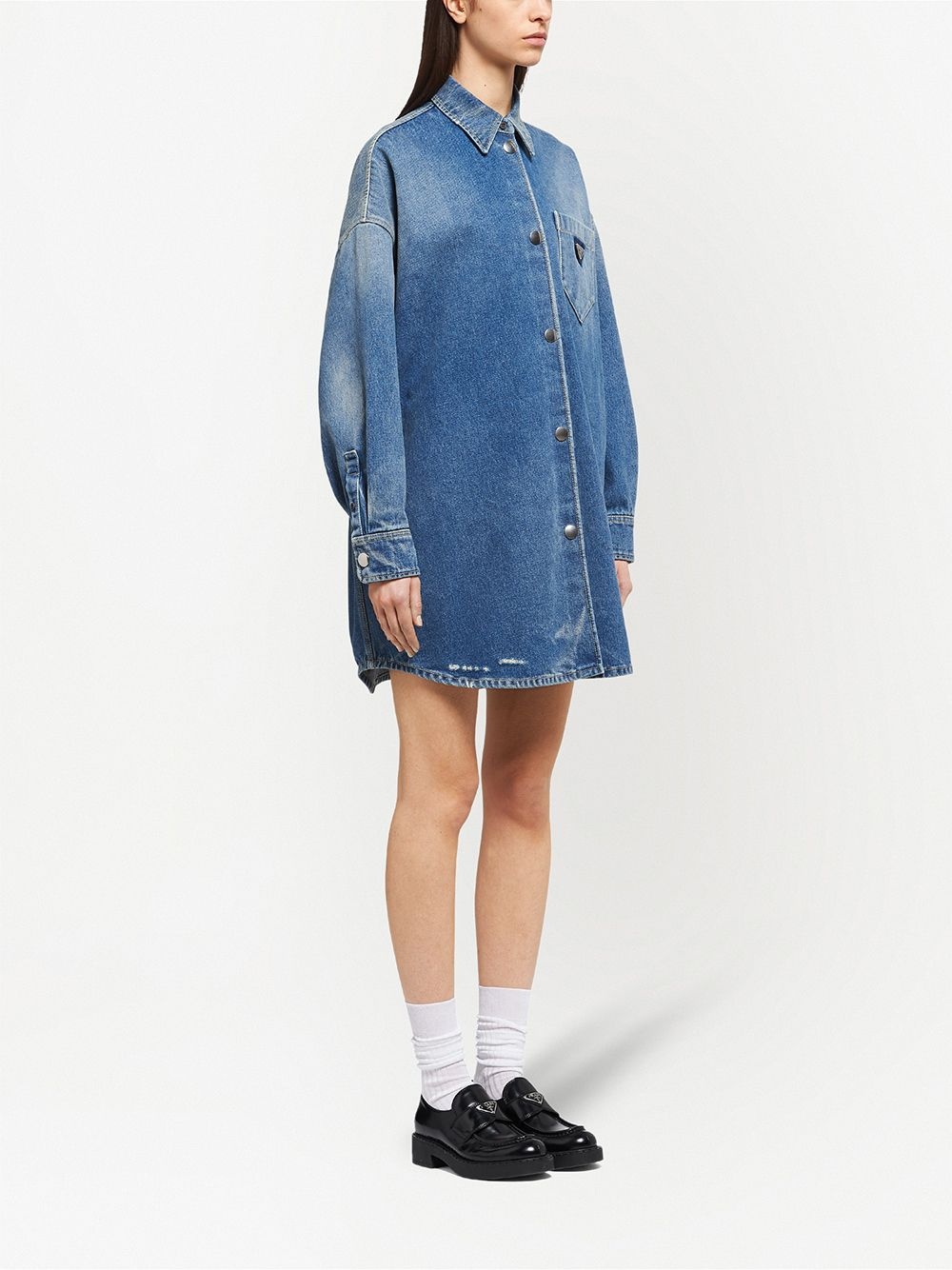 triangle-logo denim shirt - 3