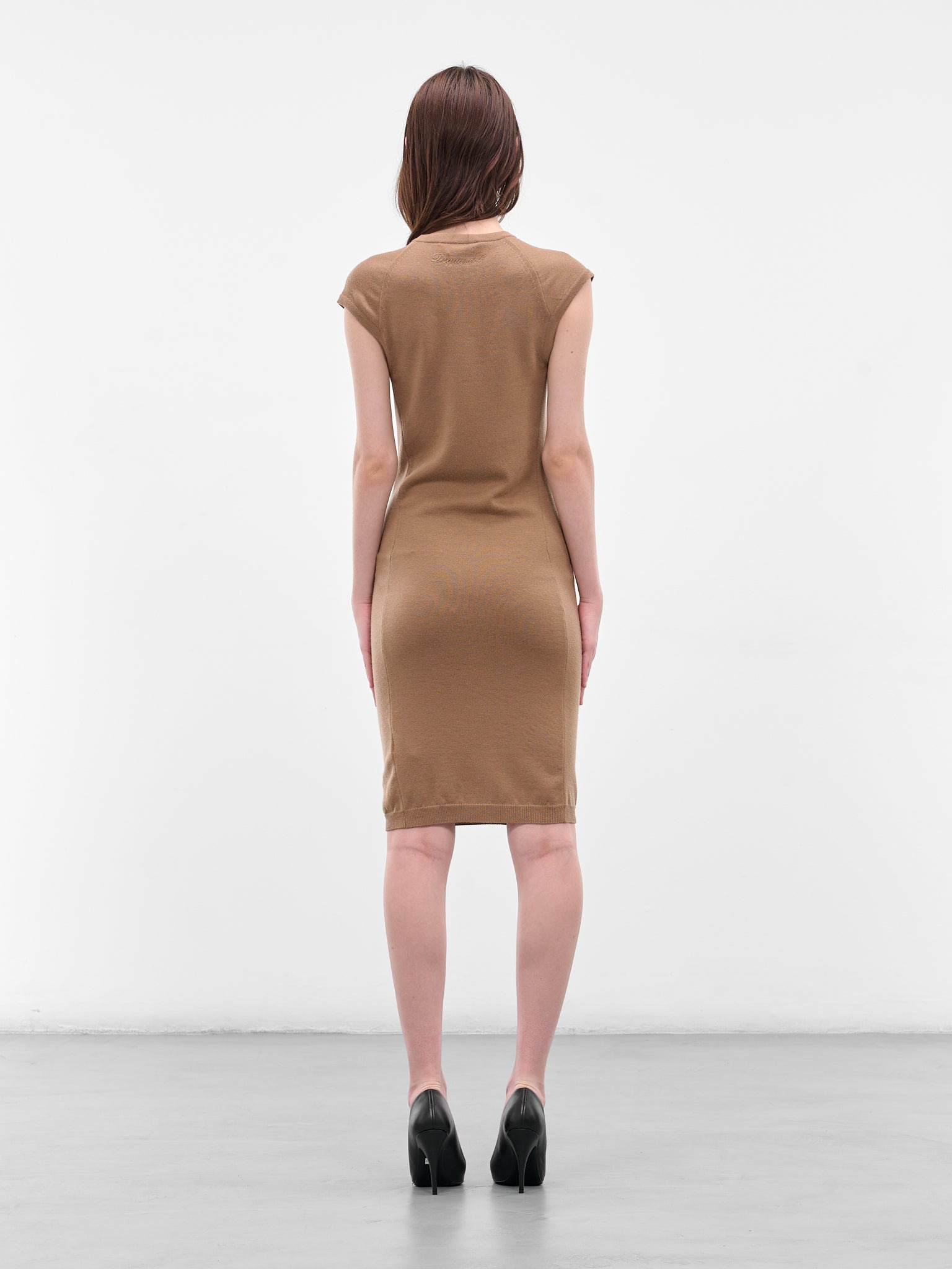 Brown Seamless Wool Mini Dress - 3