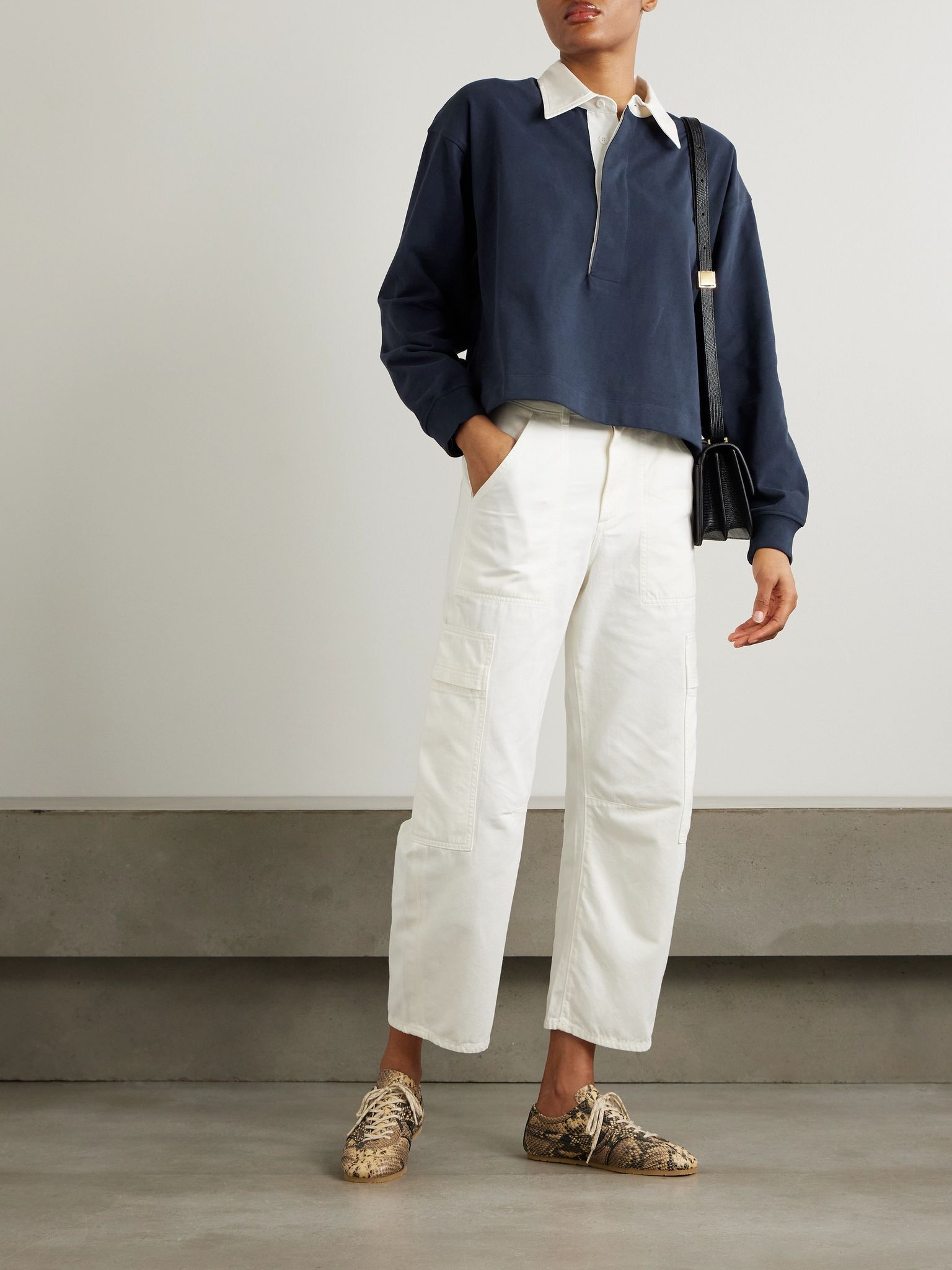 Marcelle cotton tapered cargo pants Cream - 2