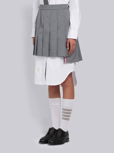 Thom Browne Medium Grey School Uniform Plain Weave Grosgrain Stripe Dropped Back Pleated Mini Skirt outlook