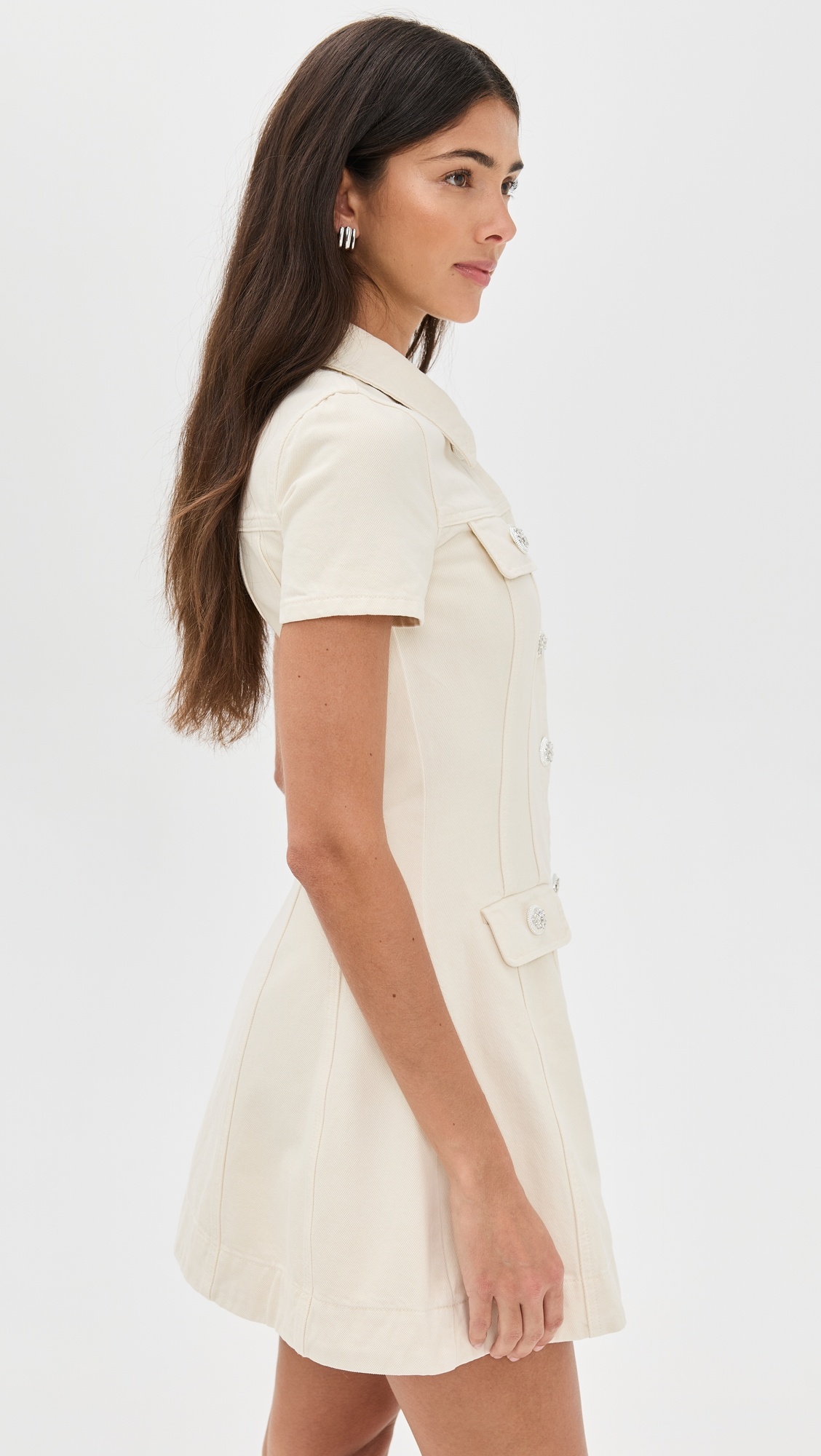 Collared Denim Mini Dress - 3