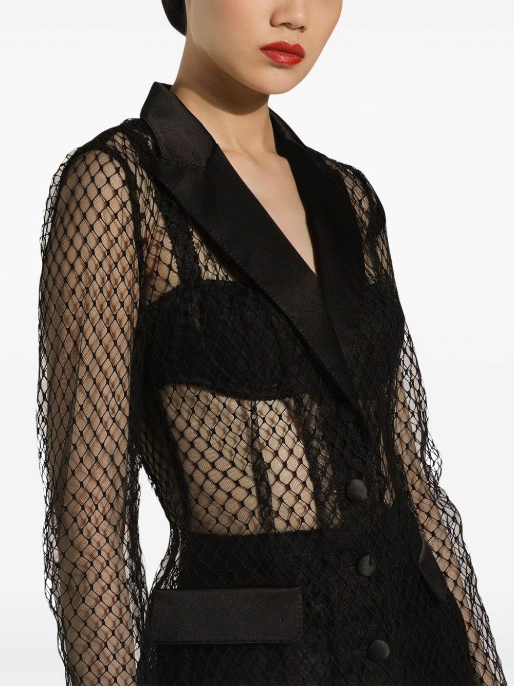 single-breasted mesh jacket - 5