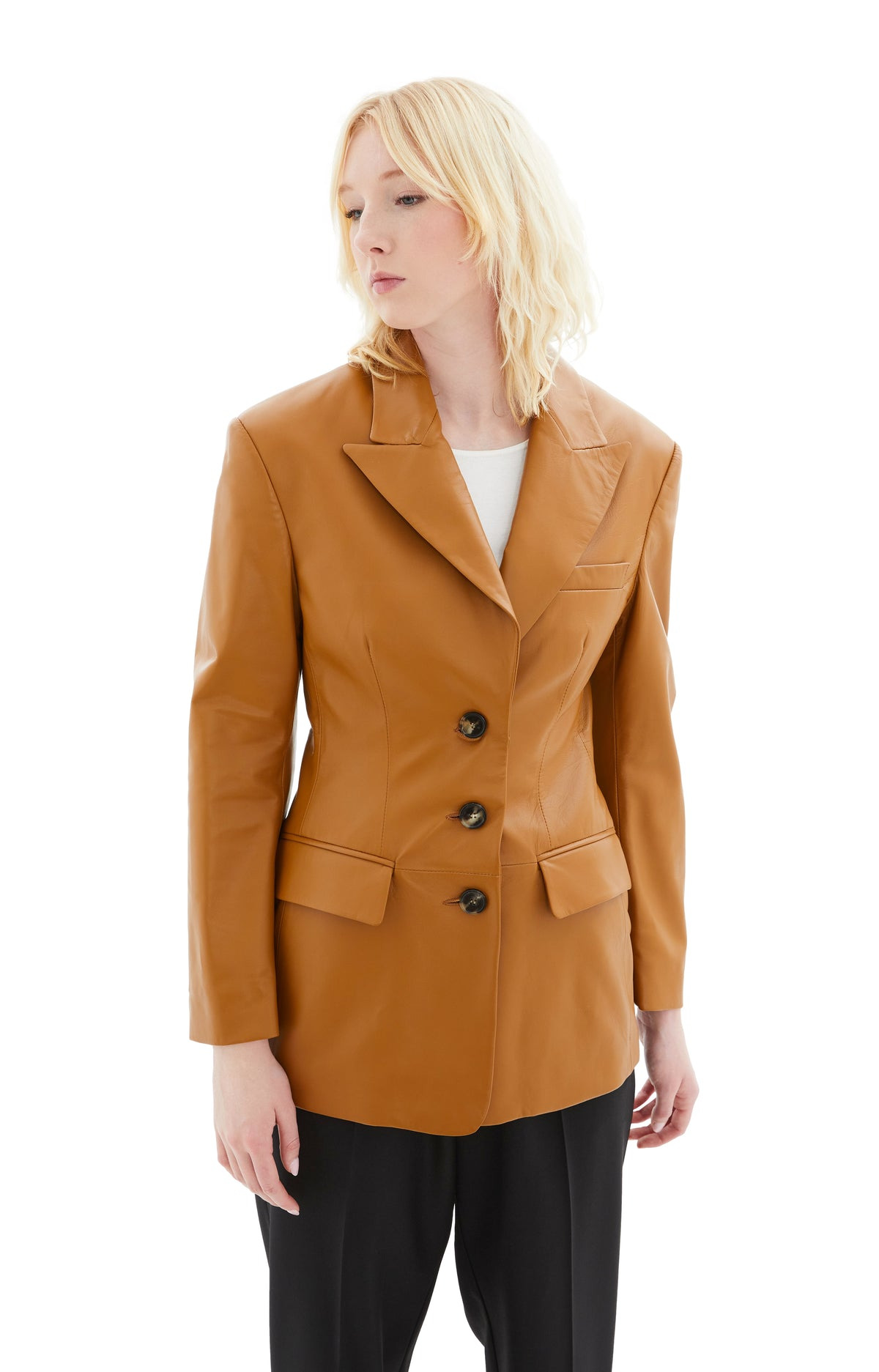 WOMEN'S LEATHER JACKET (BROWN) - 1