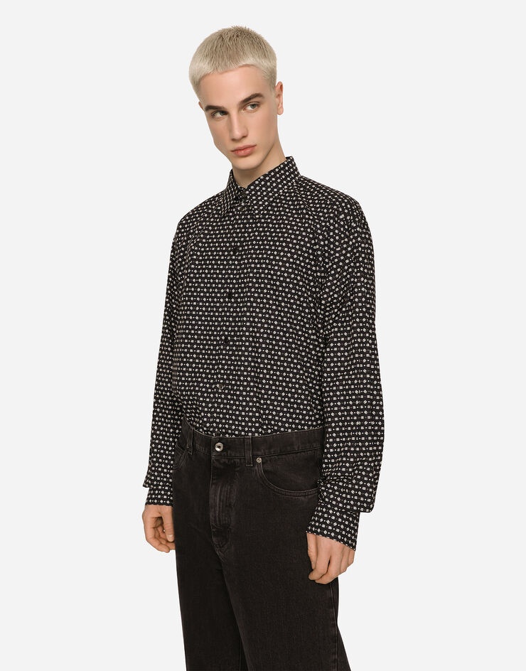 Oversize poplin shirt with DG logo print - 4
