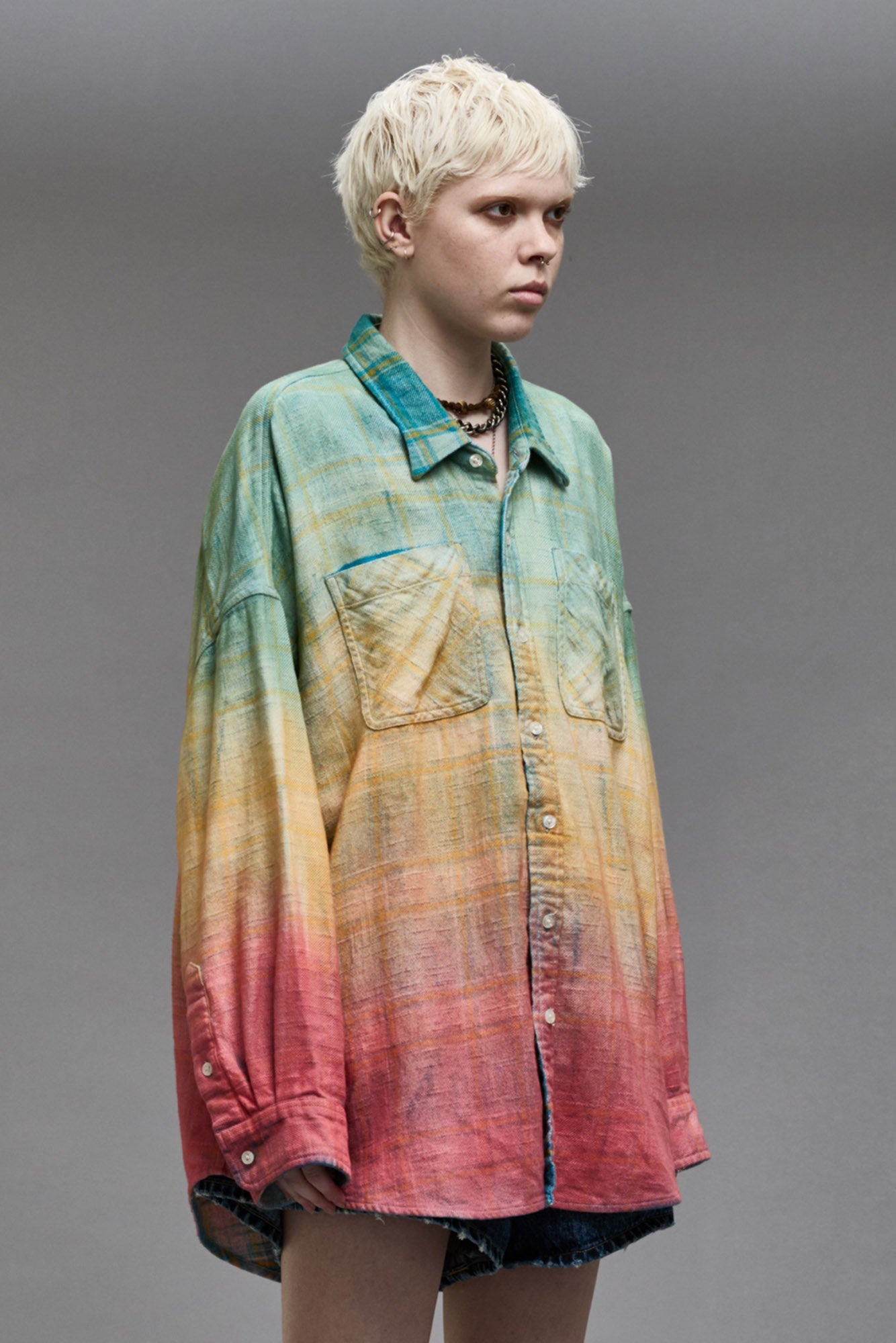 DROP NECK WORKSHIRT - PASTEL PLAID - 5