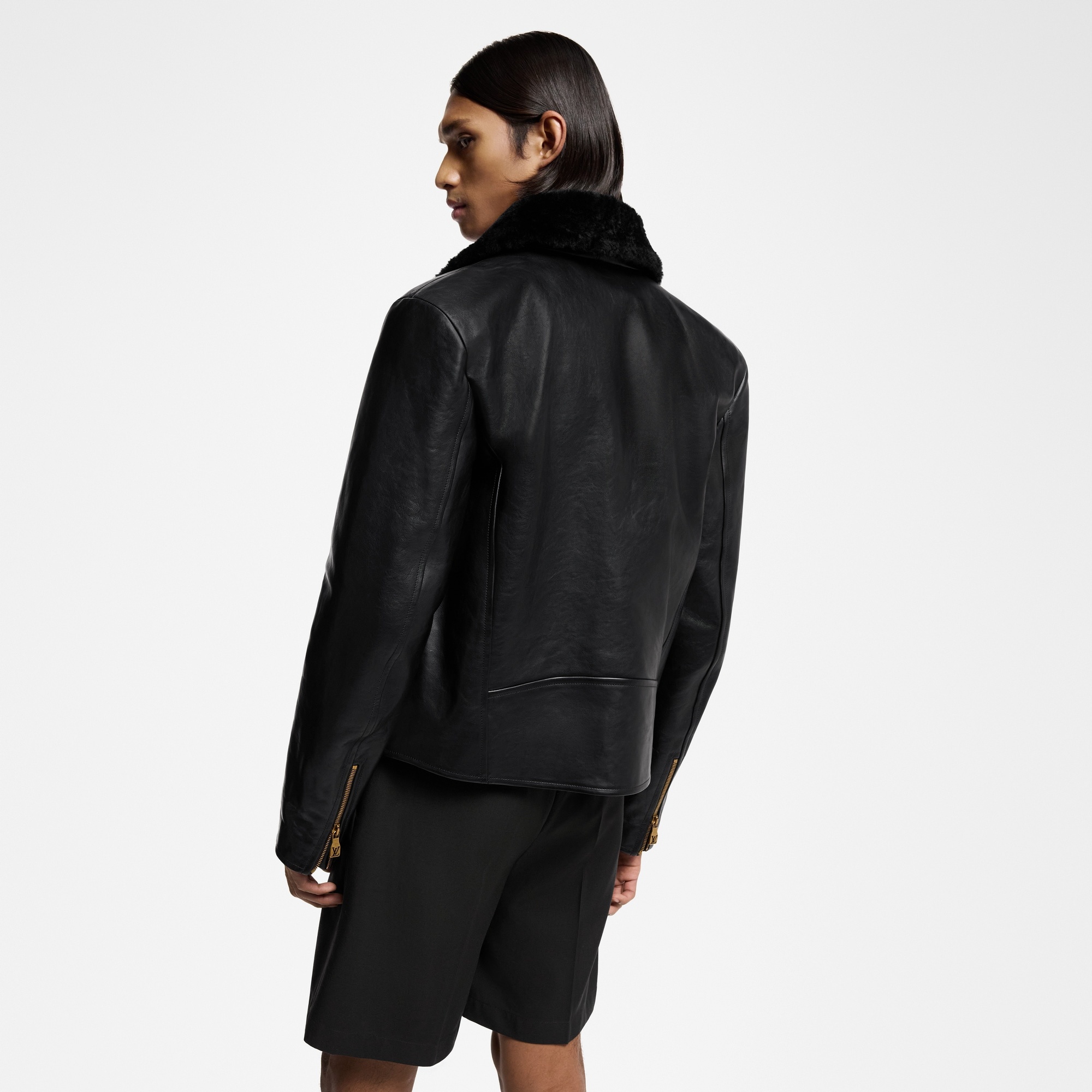 Shearling Evening Leather Biker Jacket - 5