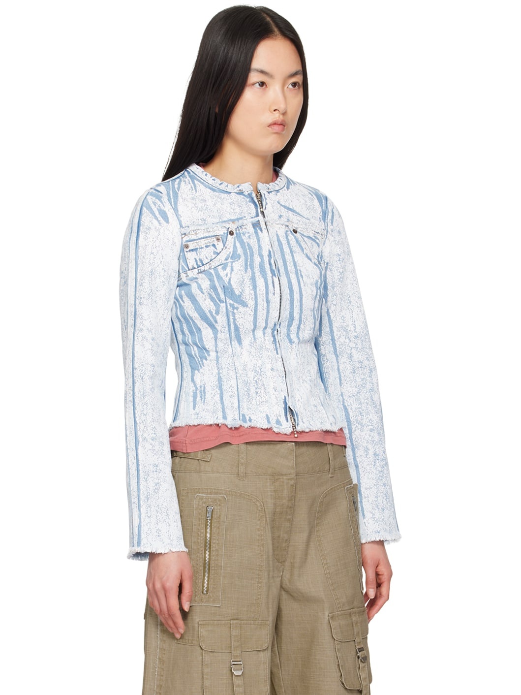 Blue Pigment Print Denim Jacket - 2