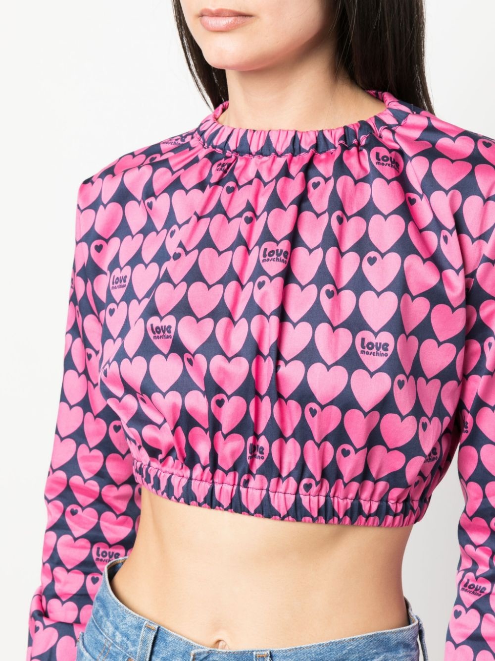 heart-print cropped blouse - 5