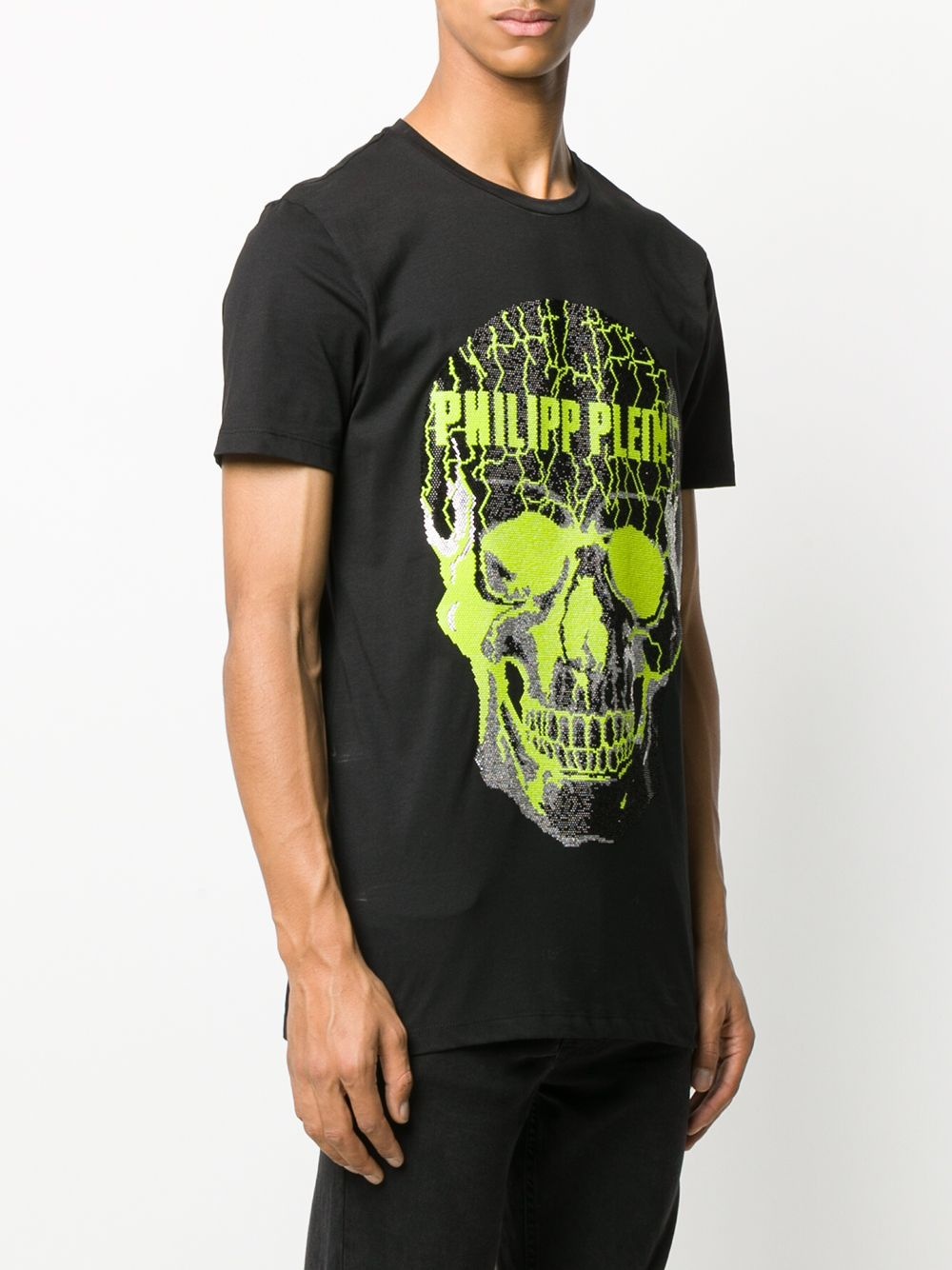 rhinestone skull logo T-shirt - 3