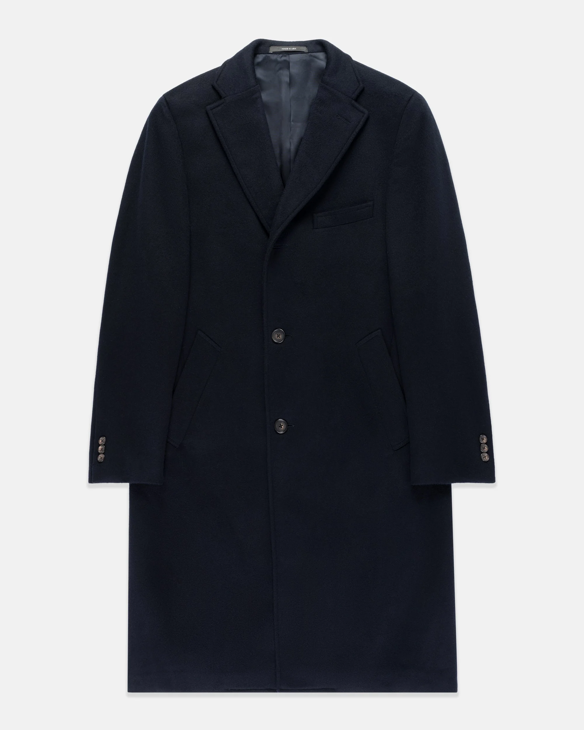 MADE-IN-USA NAVY WOOL/CASHMERE TOPCOAT - 1