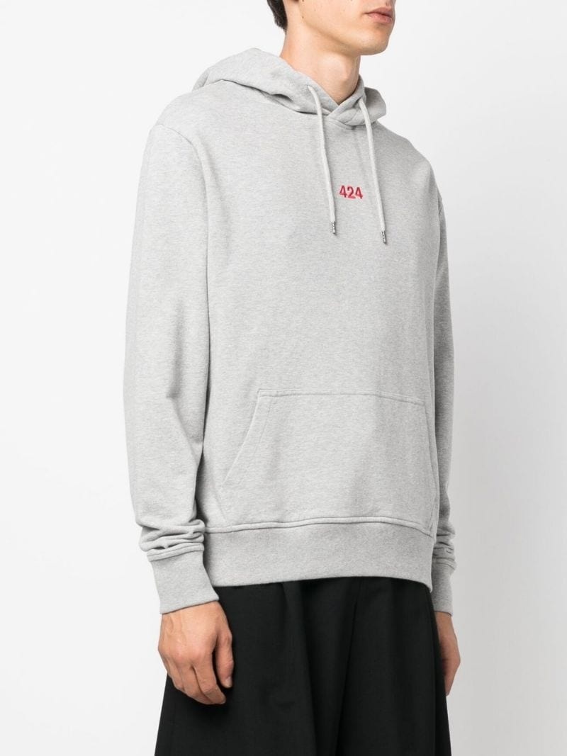 logo-embroidered drawstring hoodie - 3