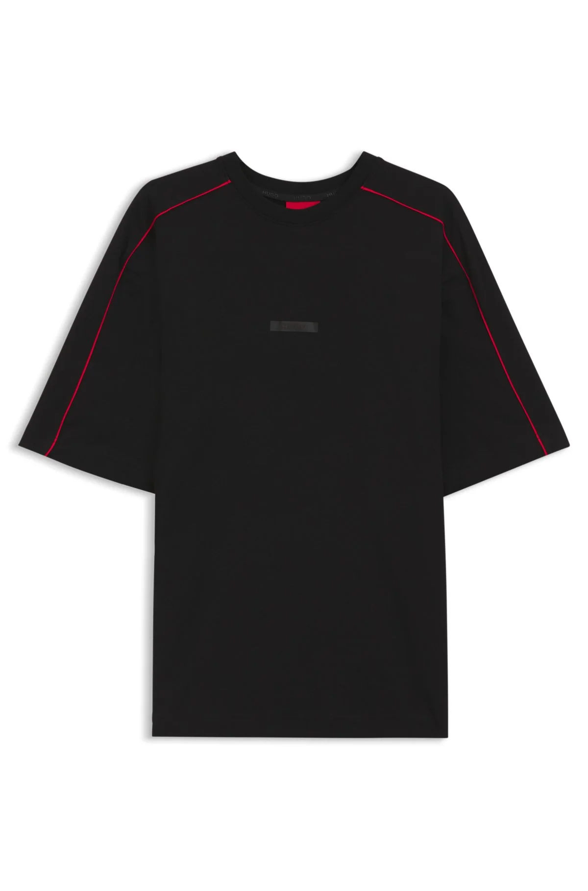 CONTRAST-PIPING T-SHIRT IN STRETCH COTTON - 1