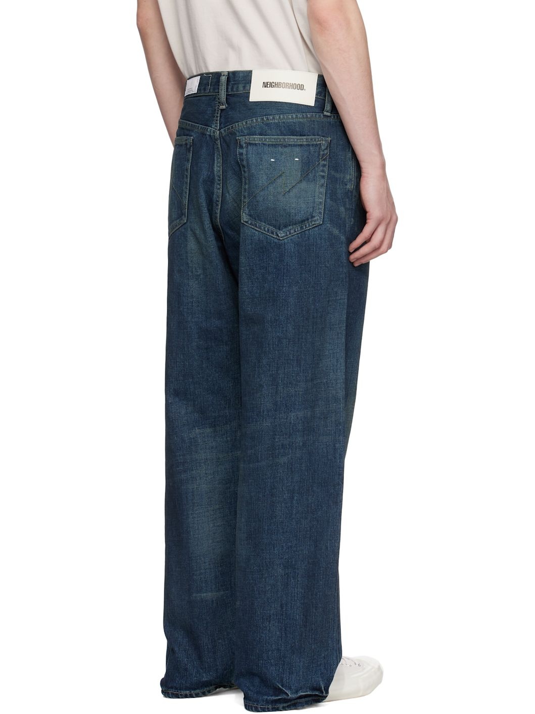 Blue Washed Denim DP Wide Jeans - 3
