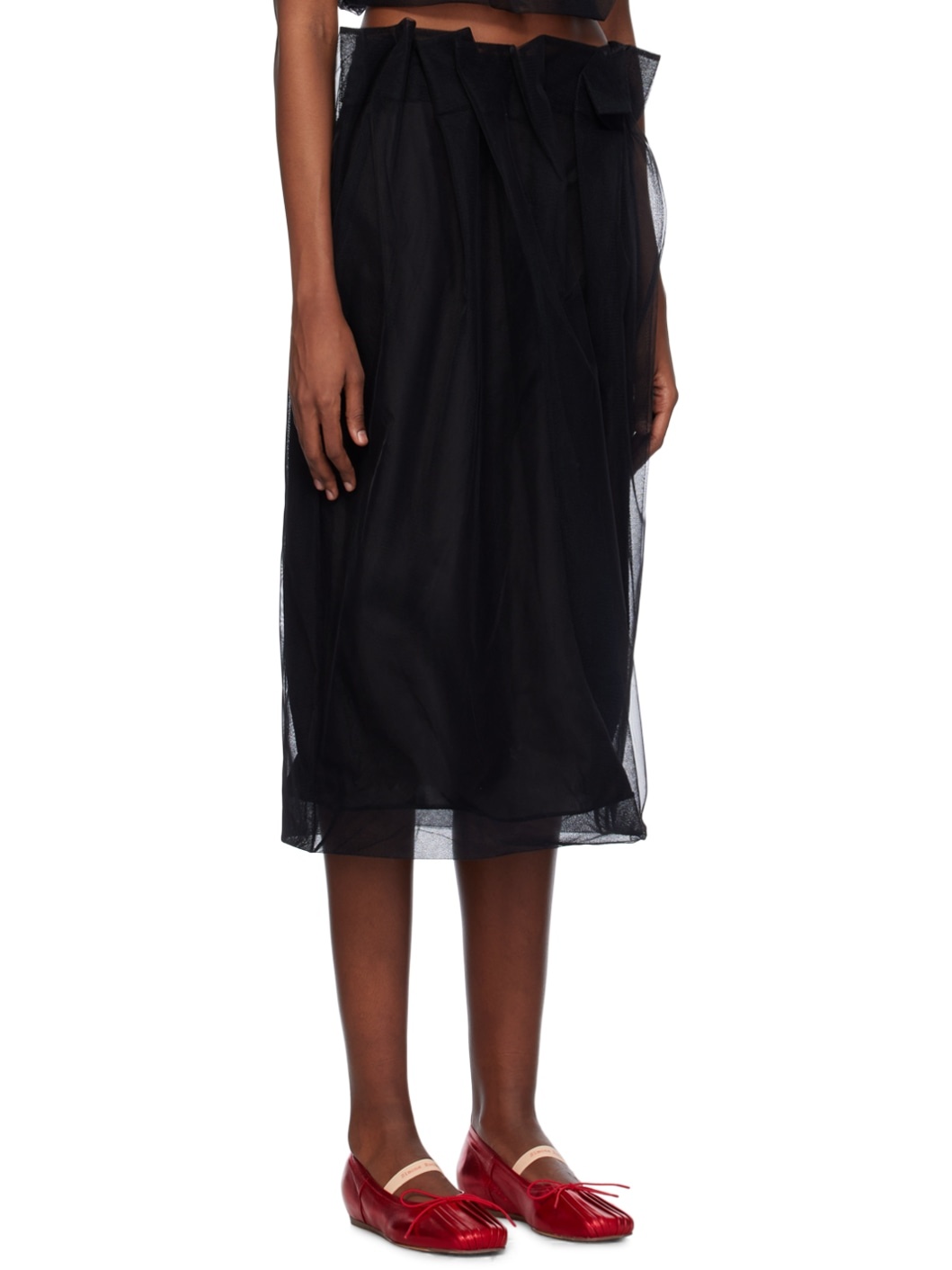 Black Pleated Midi Skirt - 2