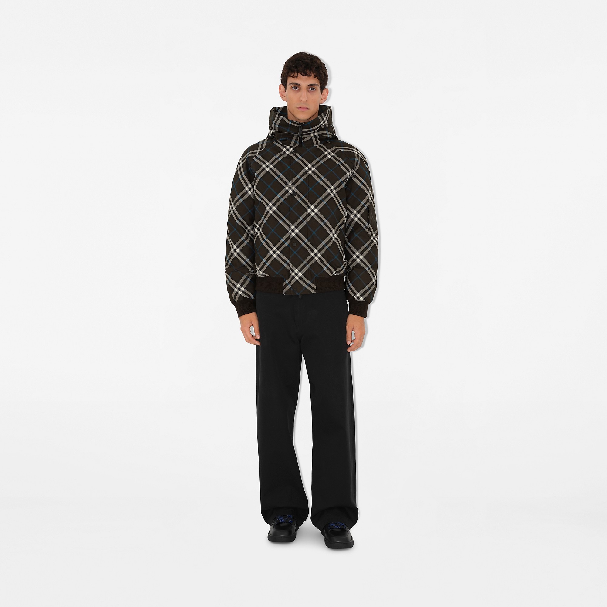 Faux Fur Trim Check Bomber Jacket - 5