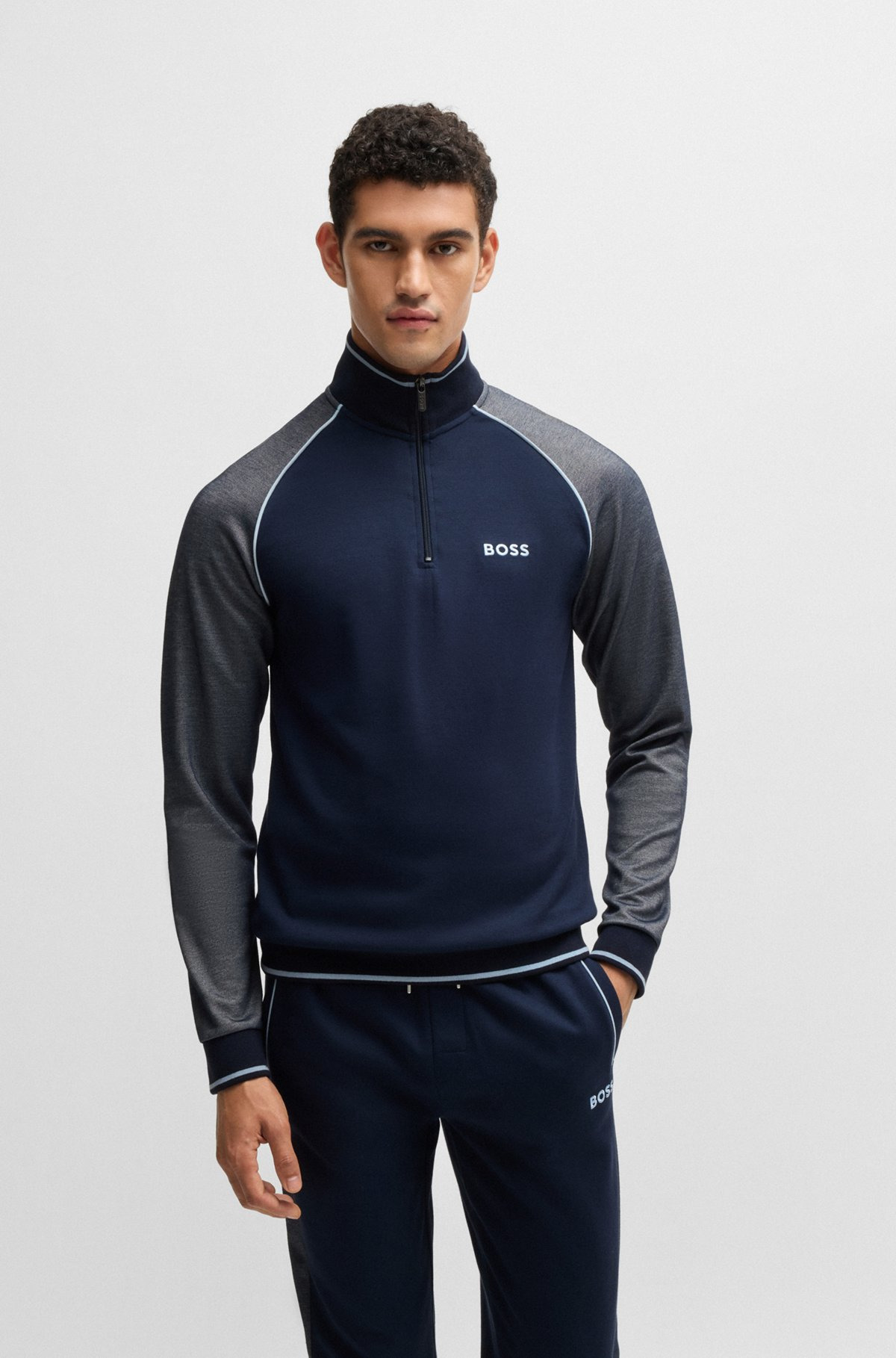 ZIP-NECK SWEATSHIRT WITH CONTRAST PIPING - 2