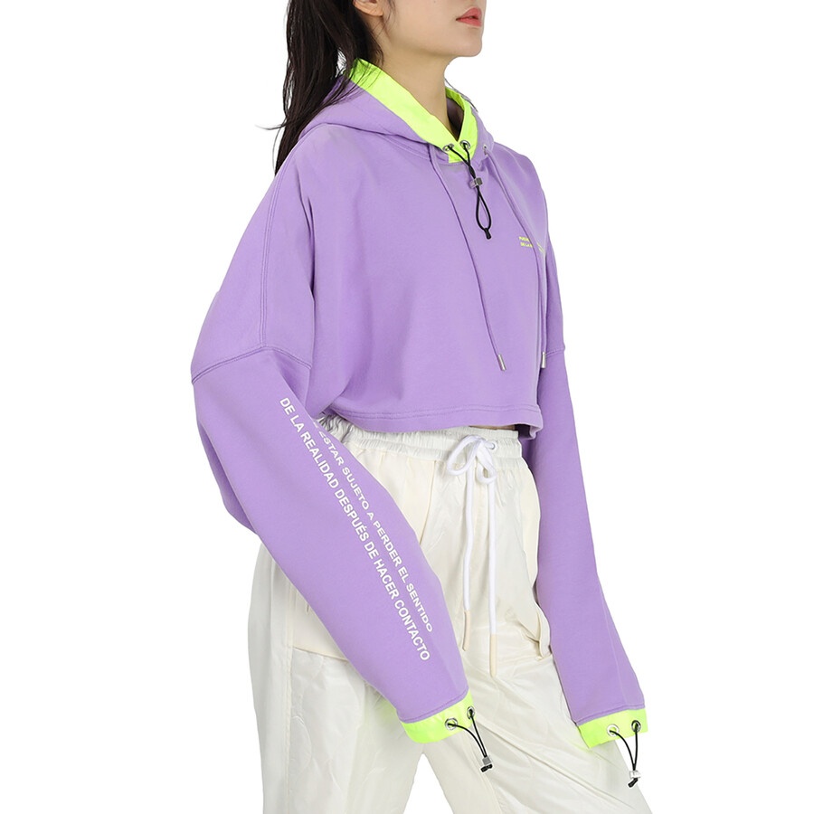Marcelo Burlon Ladies Purple Oversized Cropped Sweatshirt - 4